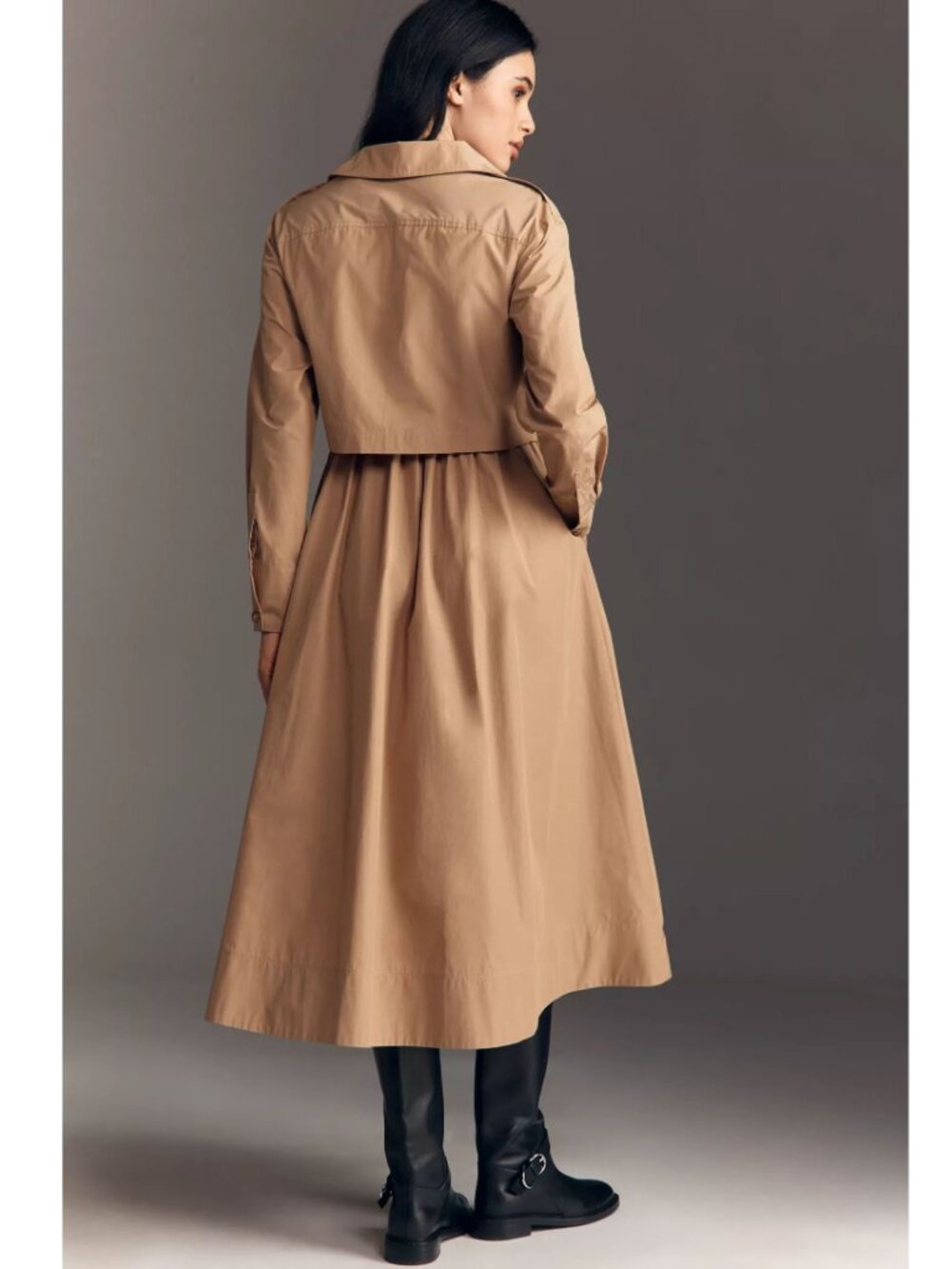 Derek Lam 10 Crosby Janine Poplin Trench Midi Dress Camel - Picture 3 of 4